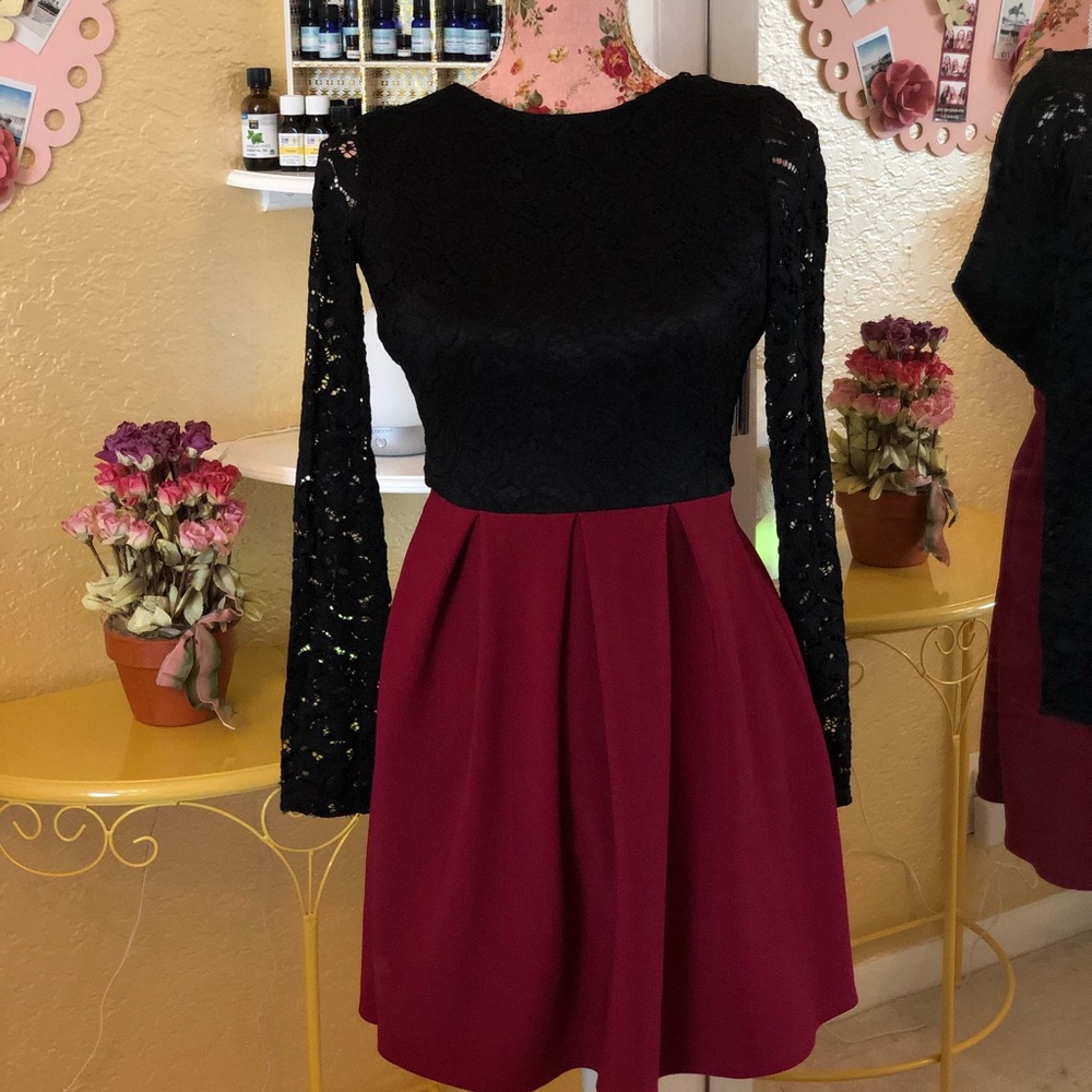 B. Darlin long sleeve black & red dress